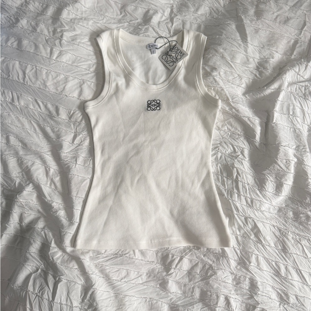 Loewe White Fitted Sleeveless Tank Top -COPY-